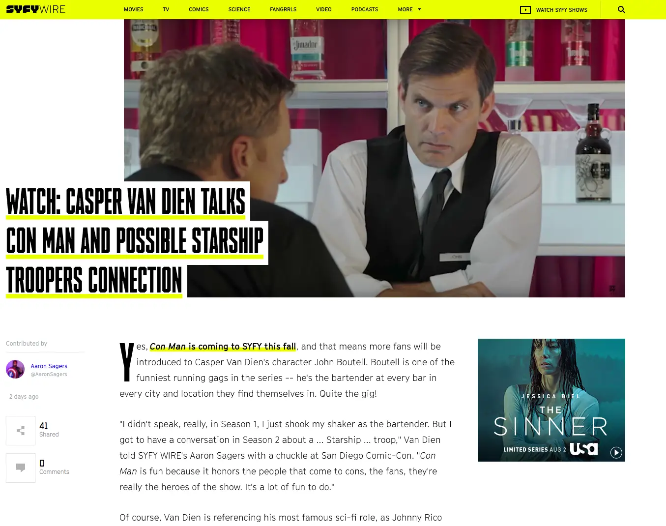 SYFY - WATCH: CASPER VAN DIEN TALKS CON MAN AND POSSIBLE STARSHIP TROOPERS CONNECTION