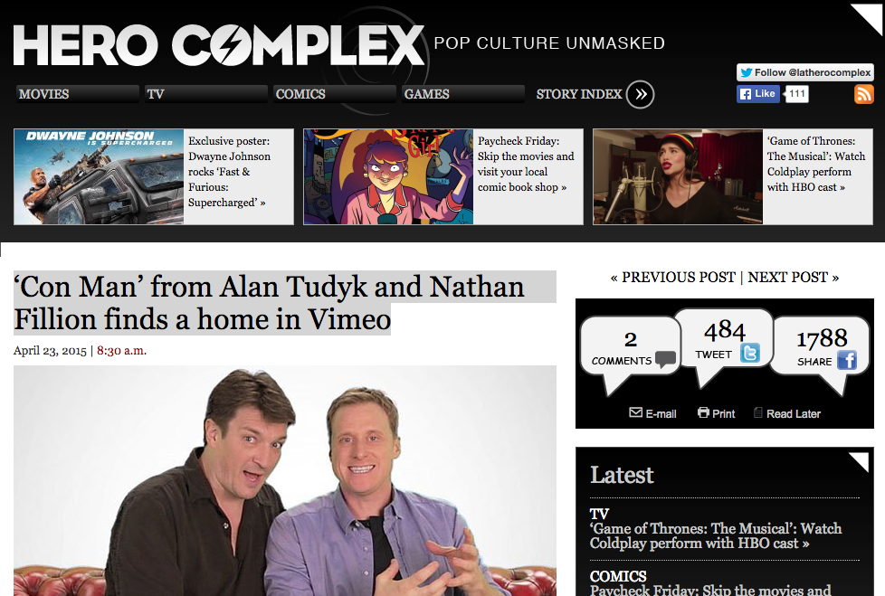 Hero Complex - 'Con Man' from Alan Tudyk and Nathan Fillion finds a home in Vimeo